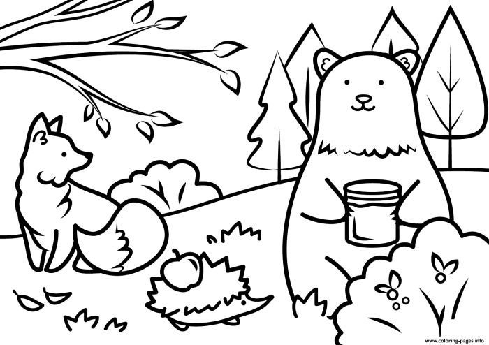 Fall animals coloring sheet