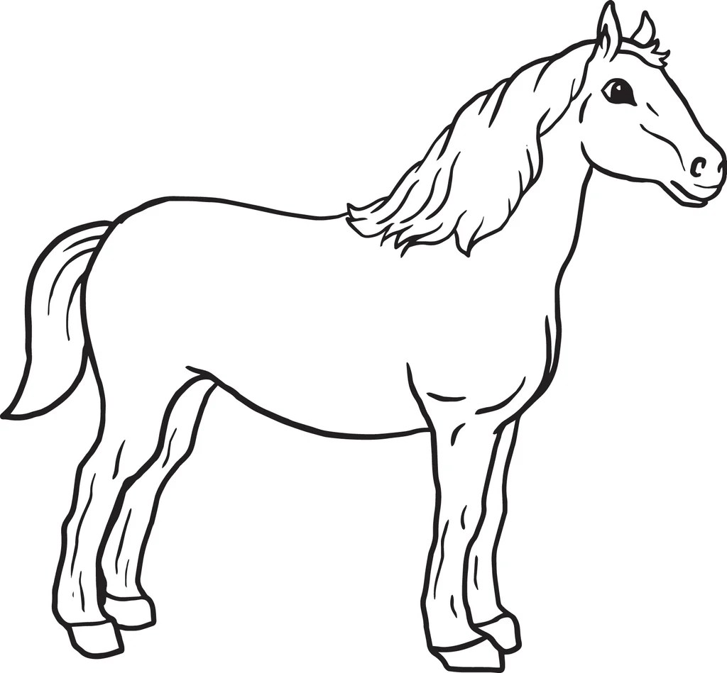 Easy animal coloring pages horse