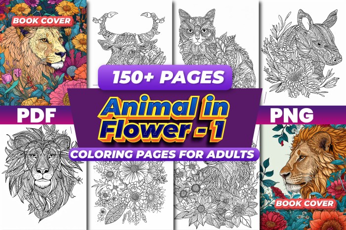 Flower animals coloring page