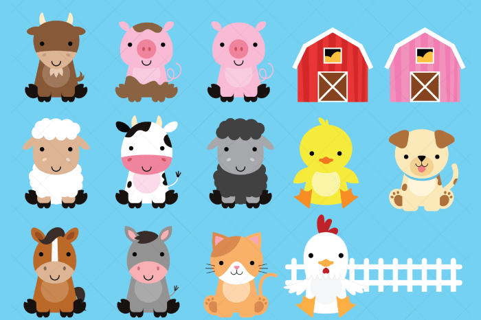 Farm animals clipart coloring