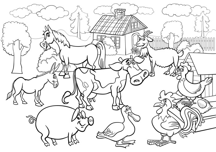 Farm animals coloring pages for kids