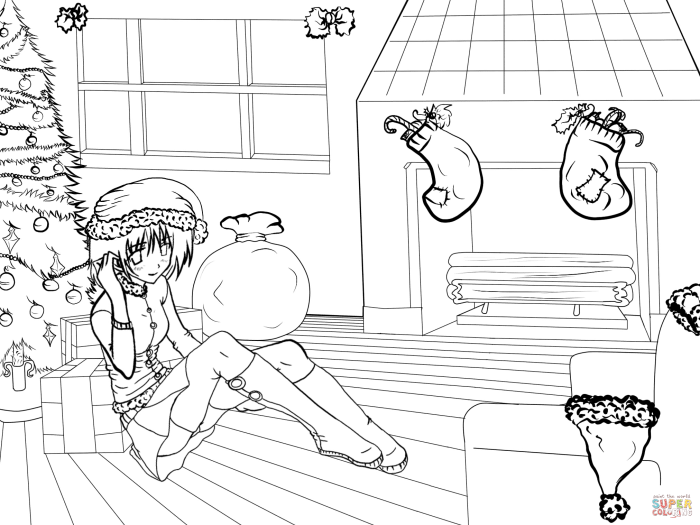 Coloring sheet christmas anime