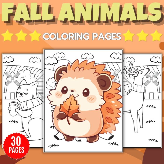 Fall animals coloring pages for kids