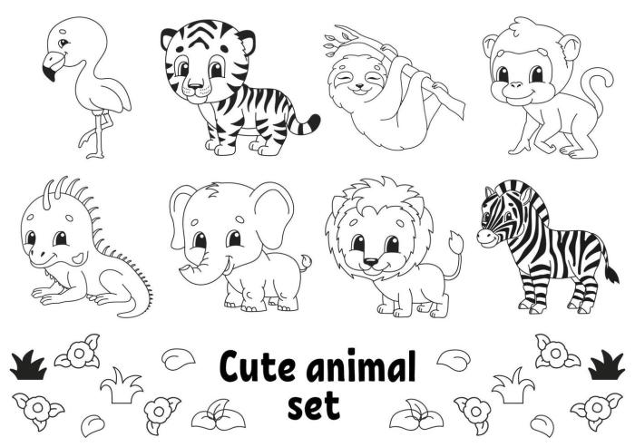 Cartoon animals pictures for coloring