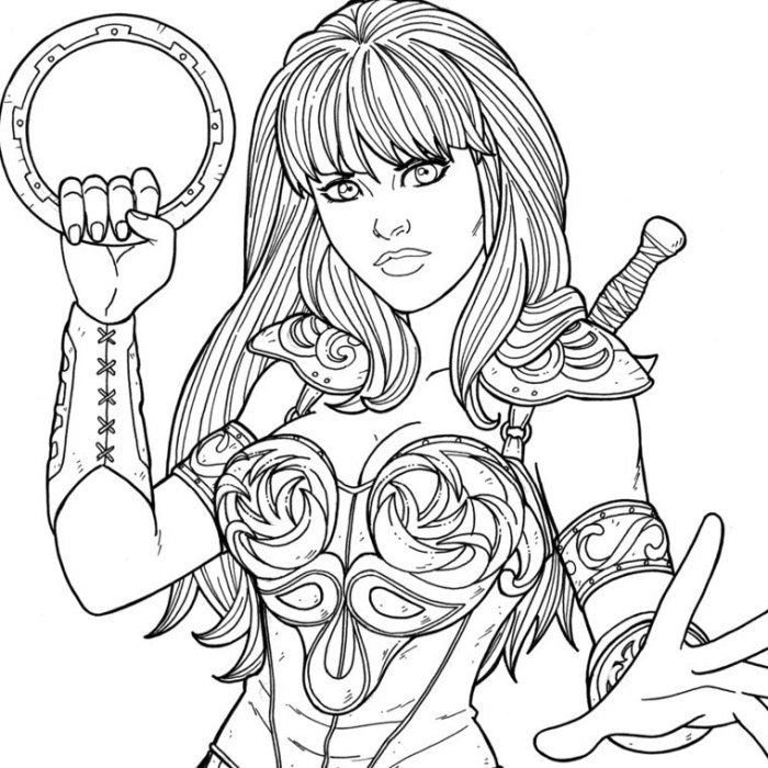 Female warrior princess anime coloring pages