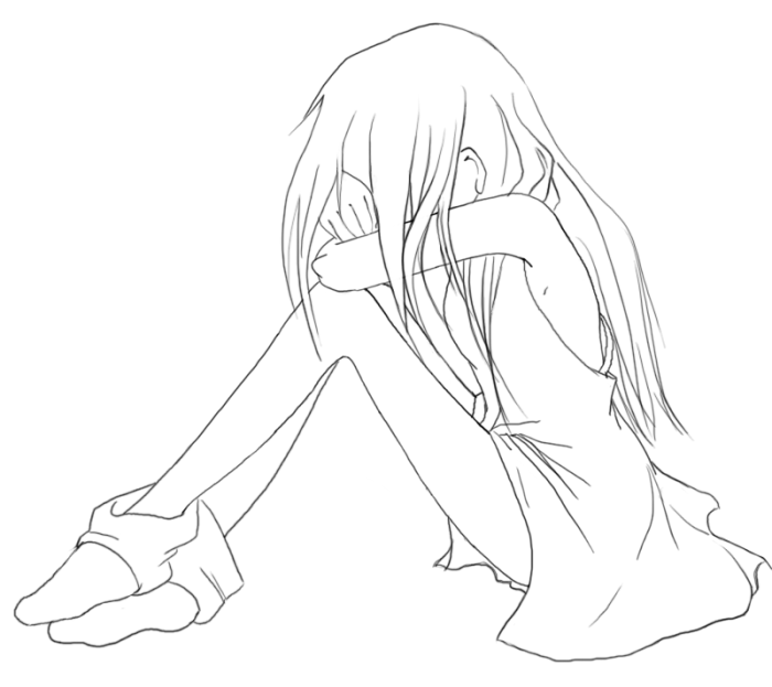 Depressed anime coloring pages