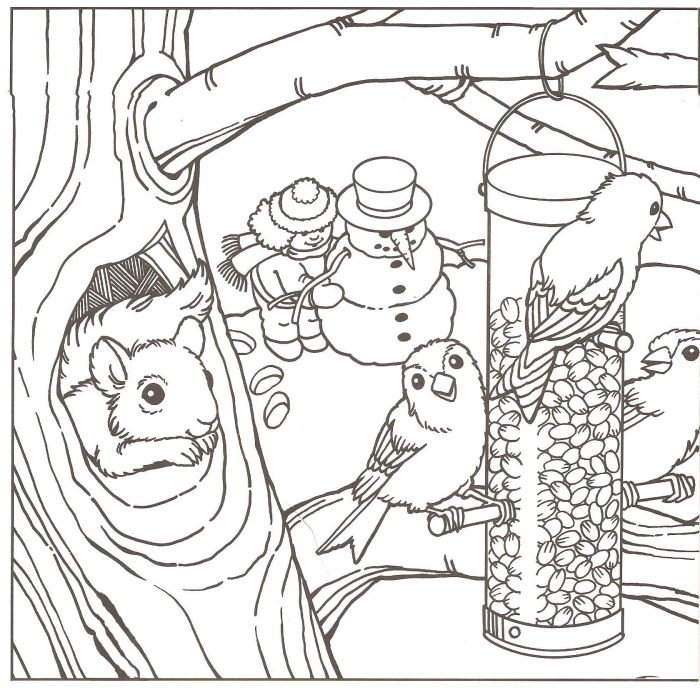 Winter animals coloring sheets