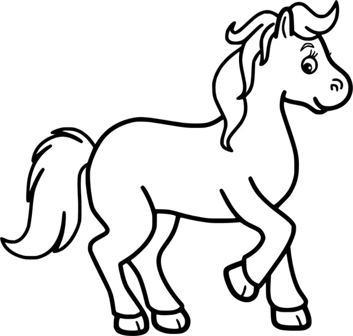 Easy animal coloring pages horse