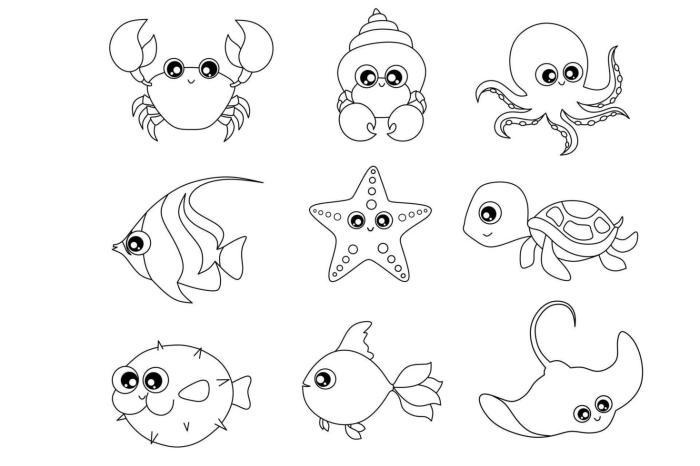 Coloring pictures of marine animals