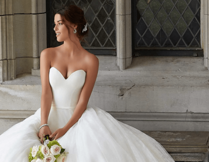 White wedding dress strapless