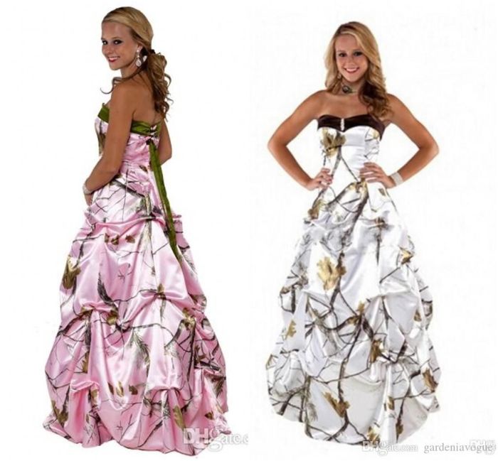 Camo white wedding dresses