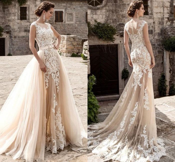 Champagne coloured wedding dresses