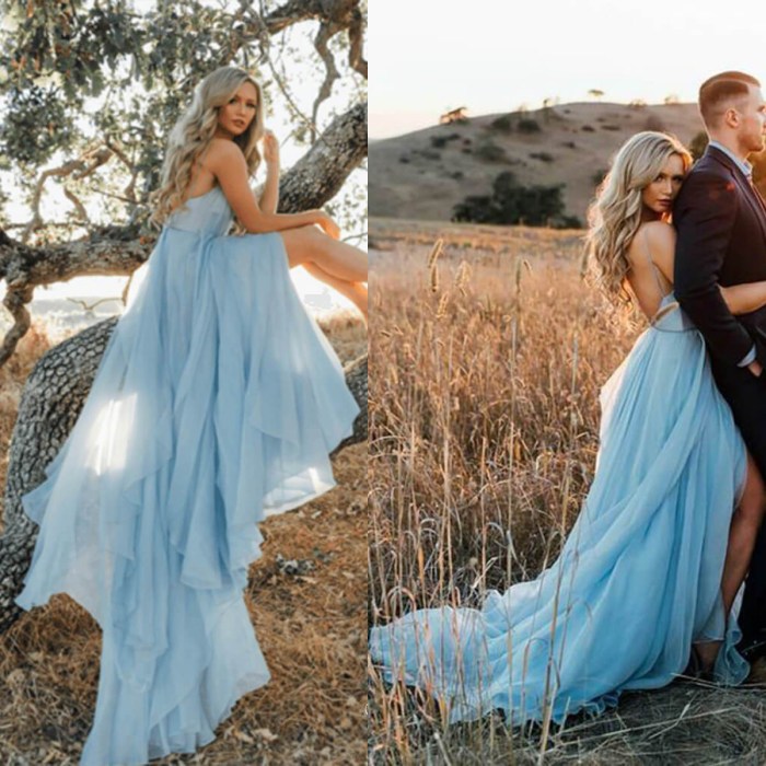 Beach wedding blue dress