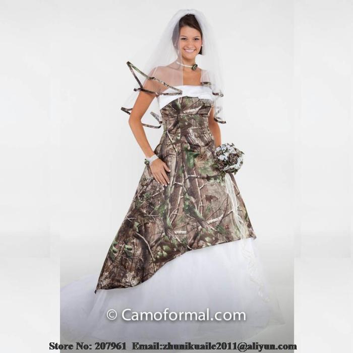 Camo white wedding dresses