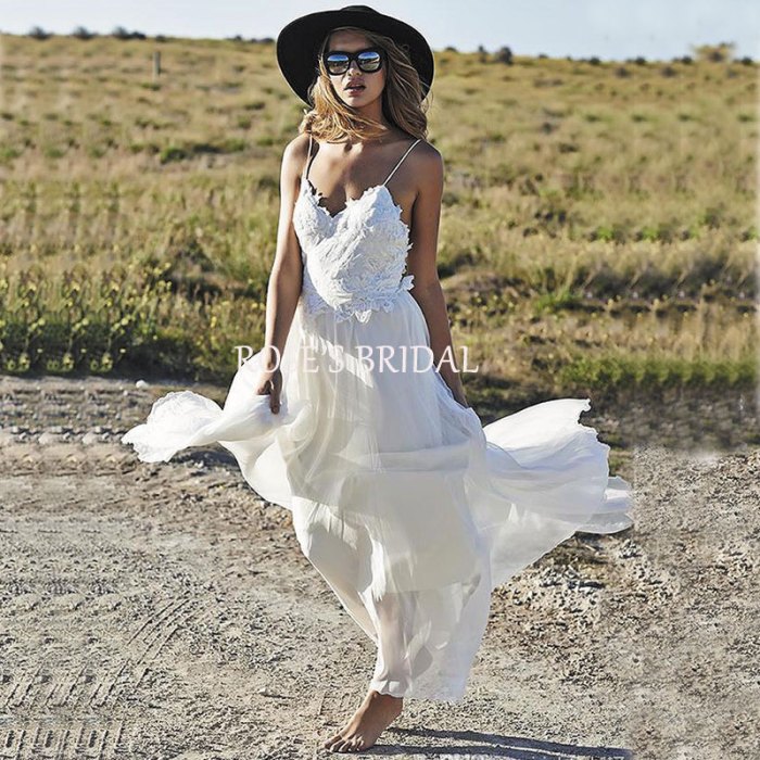 Chiffon beach wedding dress